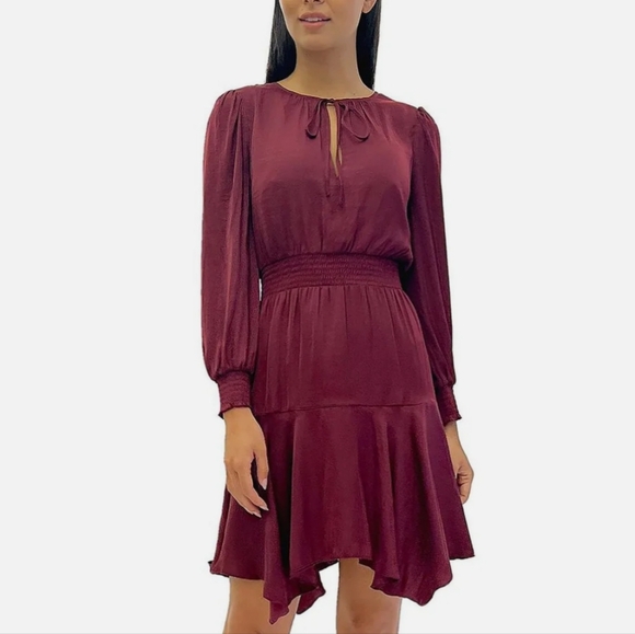 Sam Edelman Dresses & Skirts - NWT Sam Edelman Tie Neck‎ Smocked Waist Mini Dress Sz 4